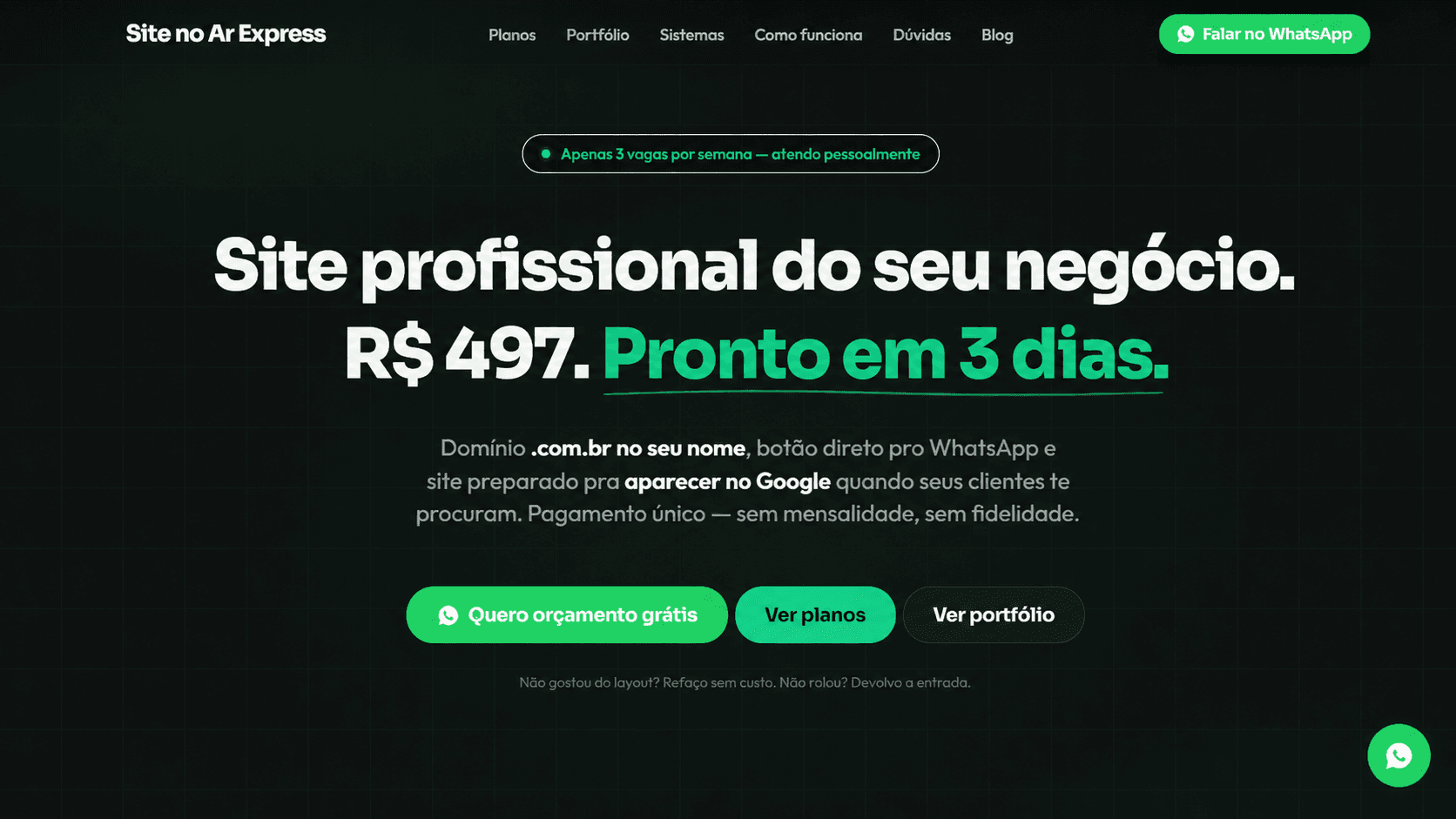 Print do projeto Site no Ar Express